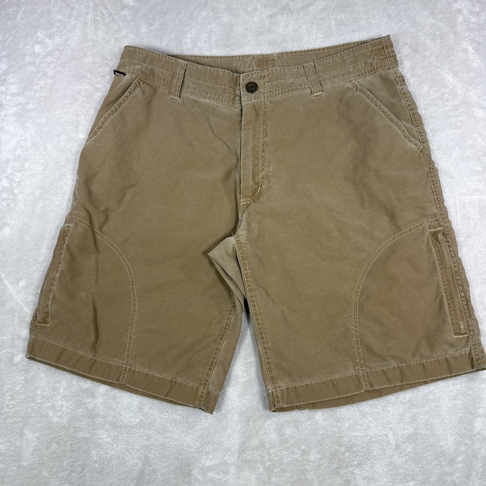 Kuhl Dry Comfort Technology Tan Khaki Cargo Shorts Hiking Outdoors Mens 34 10"